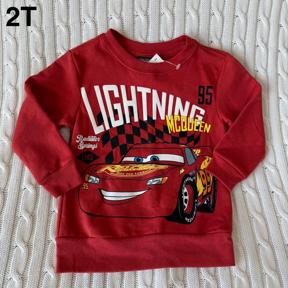 Disney Cars Lightning McQueen Top Boys 2T Toddler NEW Long Sleeve Sweatshirt 95